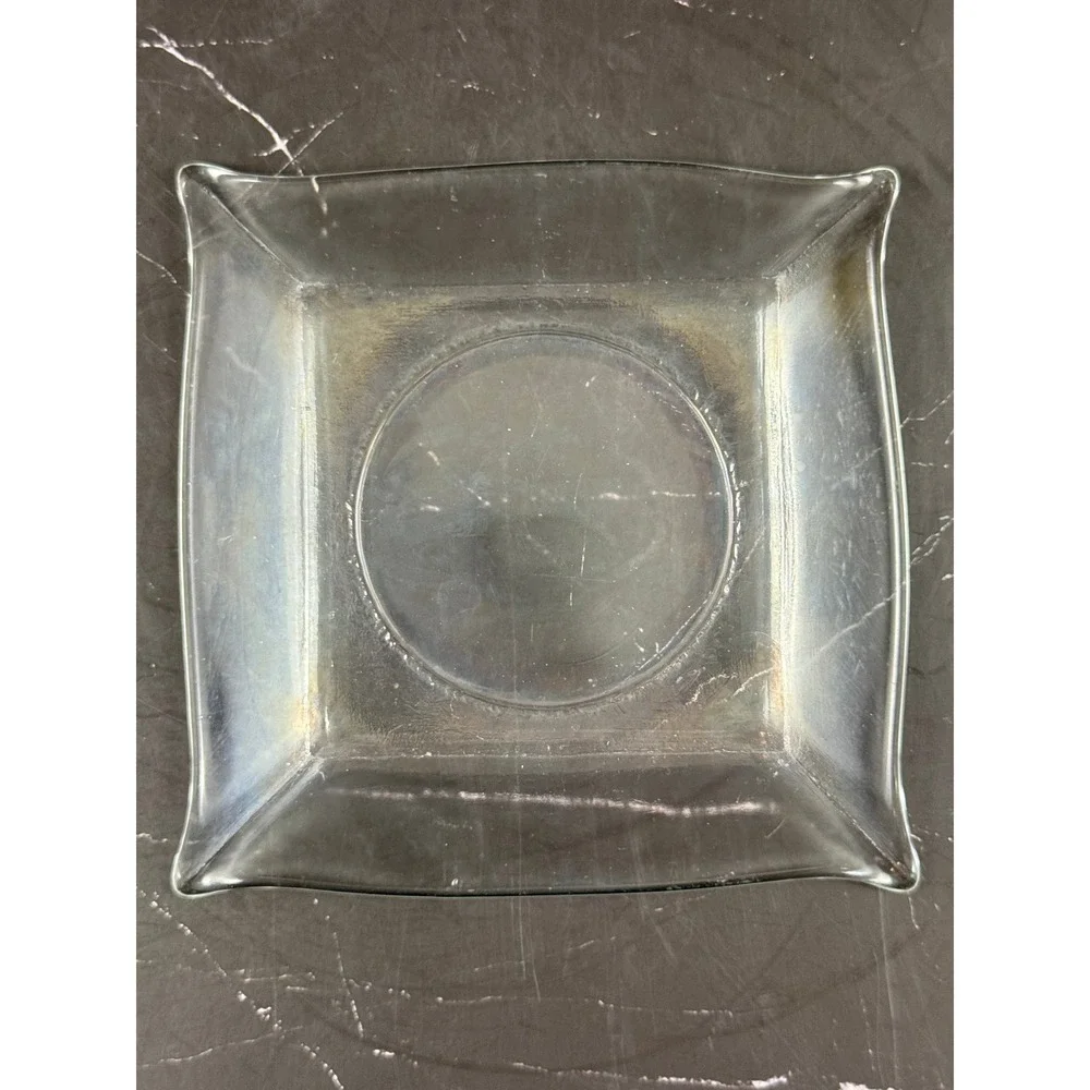 Vintage Clear Glass Square Ashtray Dish 5 3/4in Wide Rounded Edges